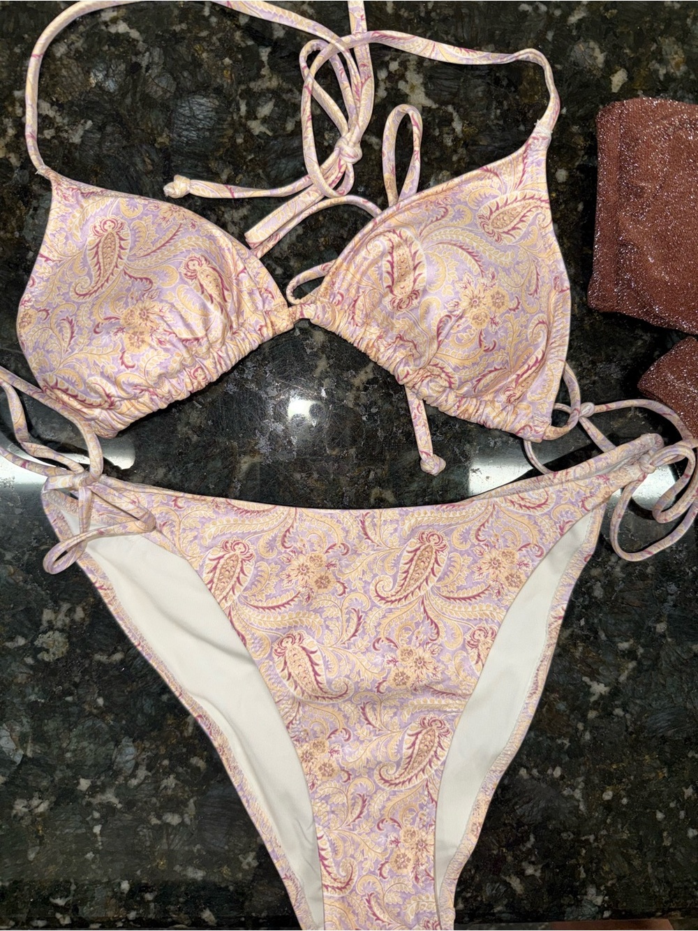 H&M Paisley Print Tie-Side Bikini